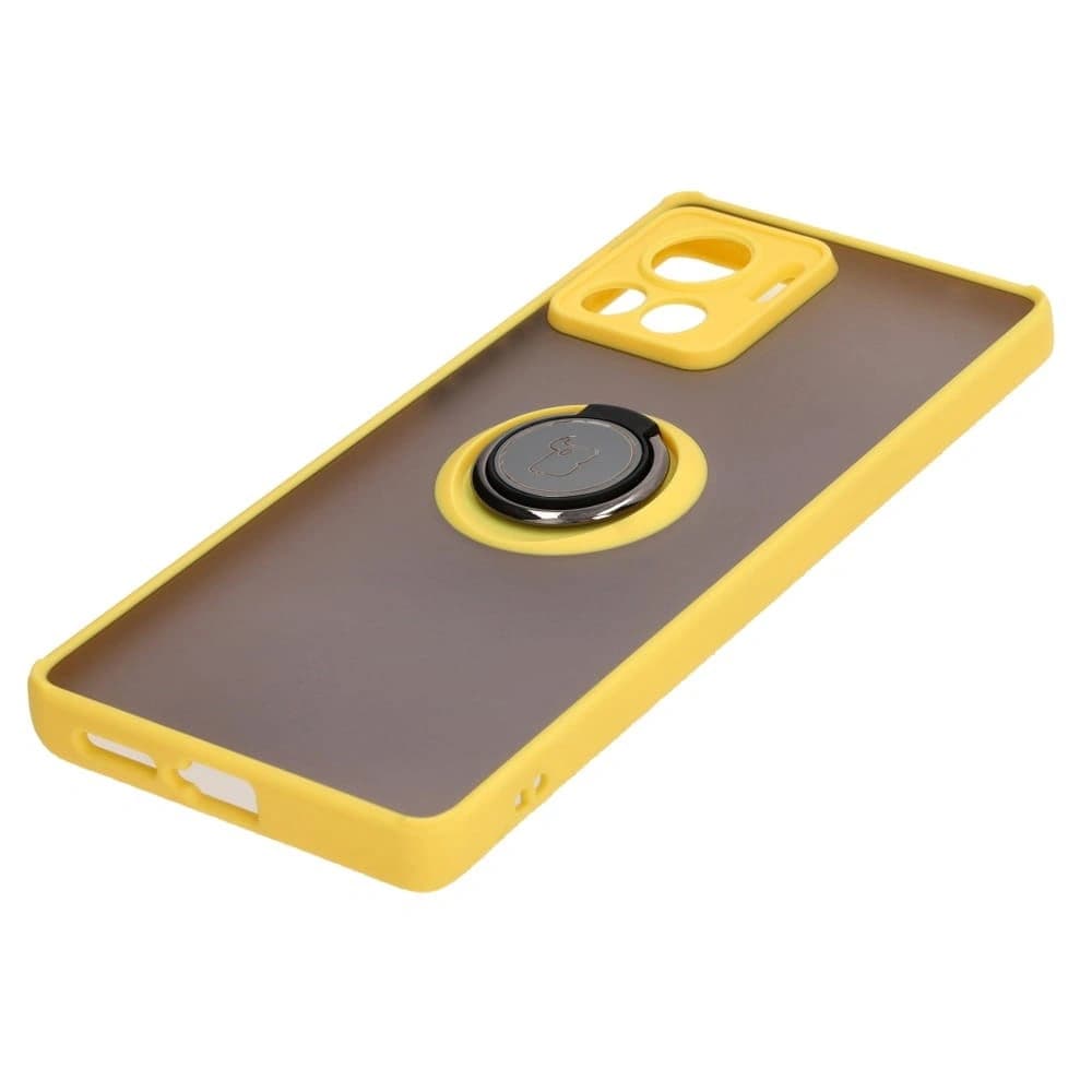 Bizon Case Hybrid Ring Motorola Edge 30 Ultra smoky with a yellow frame - 3