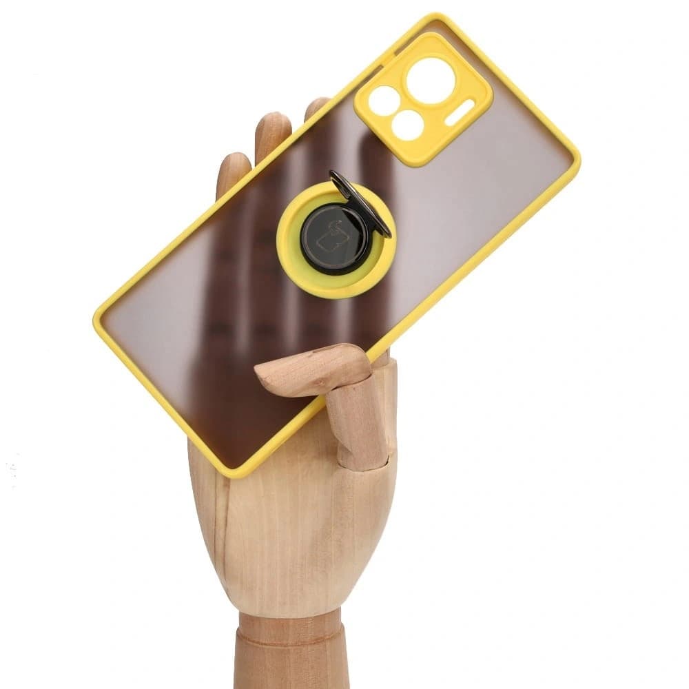 Bizon Case Hybrid Ring Motorola Edge 30 Ultra smoky with a yellow frame - 7