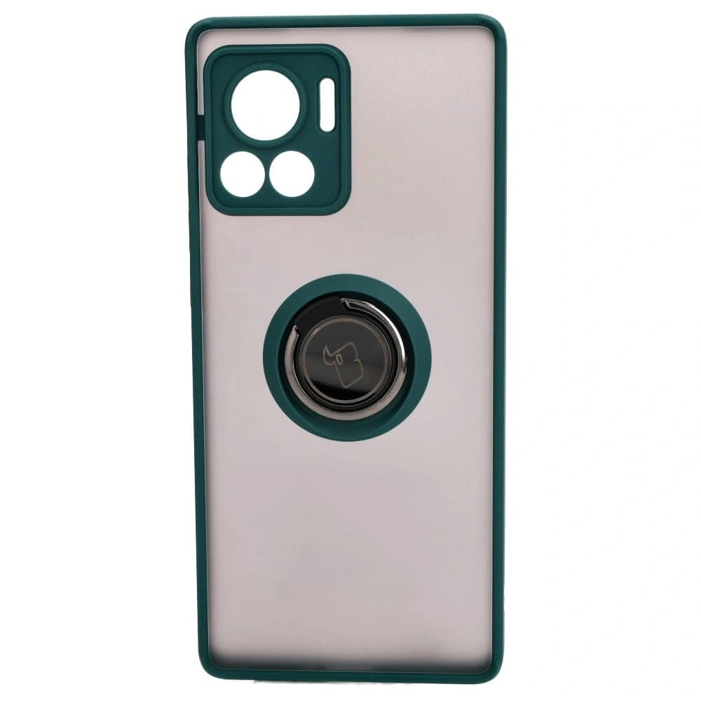 Bizon Case Hybrid Ring Motorola Edge 30 Ultra rauchig mit einem dunkelgrünen Rahmen - 2