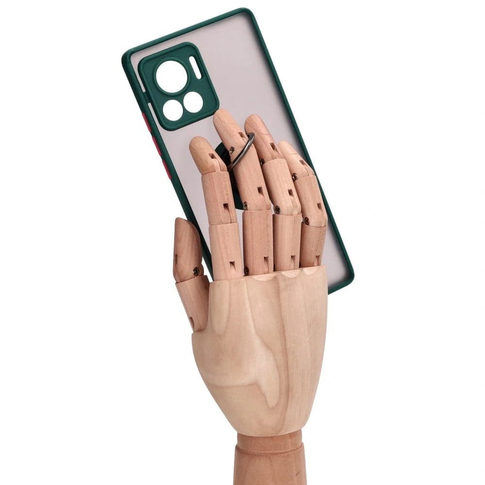 Bizon Case Hybrid Ring Motorola Edge 30 Ultra rauchig mit einem dunkelgrünen Rahmen - 8