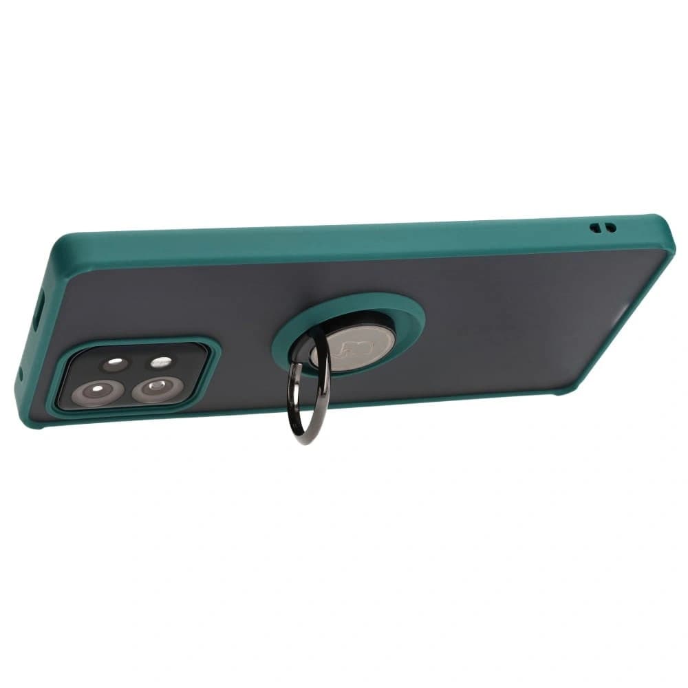 Bizon Case Hybrid Ring Motorola Edge 40 Pro smoky with a dark green frame - 5