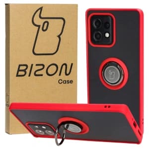 Bizon Case Hybrid Ring Motorola Edge 40 Pro smoky with a red frame