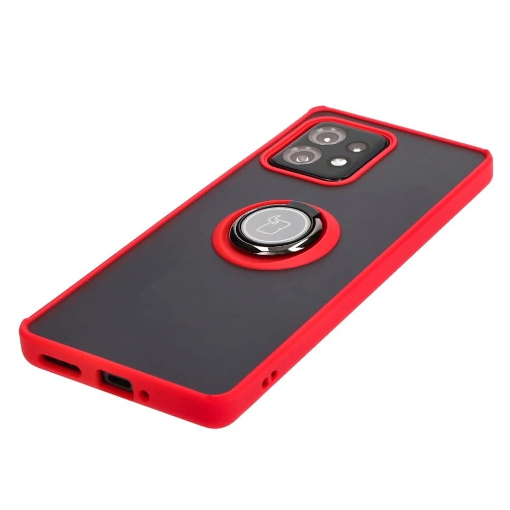Bizon Case Hybrid Ring Motorola Edge 40 Pro rauchig mit rotem Rahmen - 3