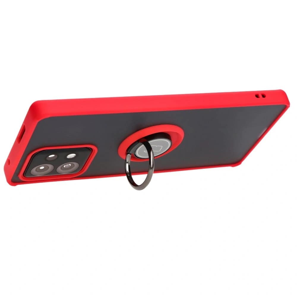 Bizon Case Hybrid Ring Motorola Edge 40 Pro rauchig mit rotem Rahmen - 5