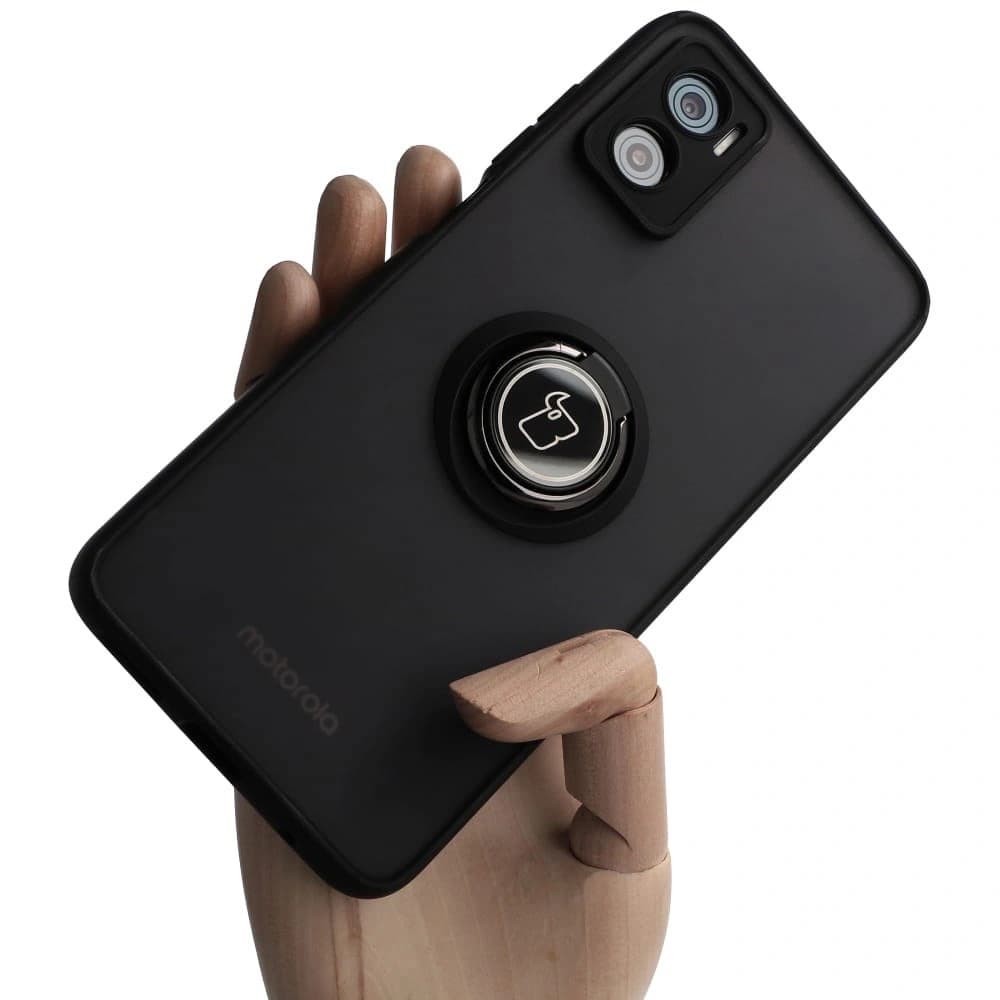 Bizon Case Hybrid Ring Motorola Moto E22 / E22i rauchig mit einem schwarzen Rahmen - 1