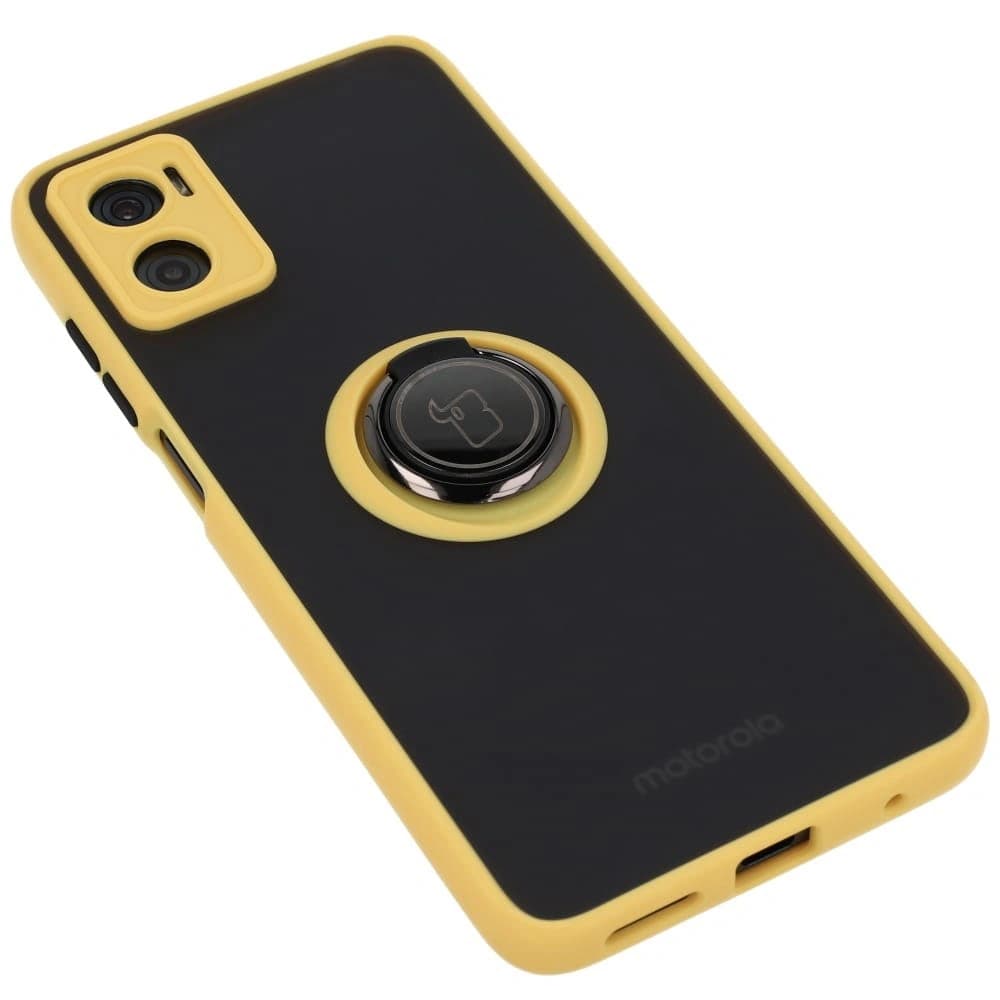 Bizon Case Hybrid Ring Motorola Moto E22 / E22i rauchig mit einem gelben Rahmen - 4