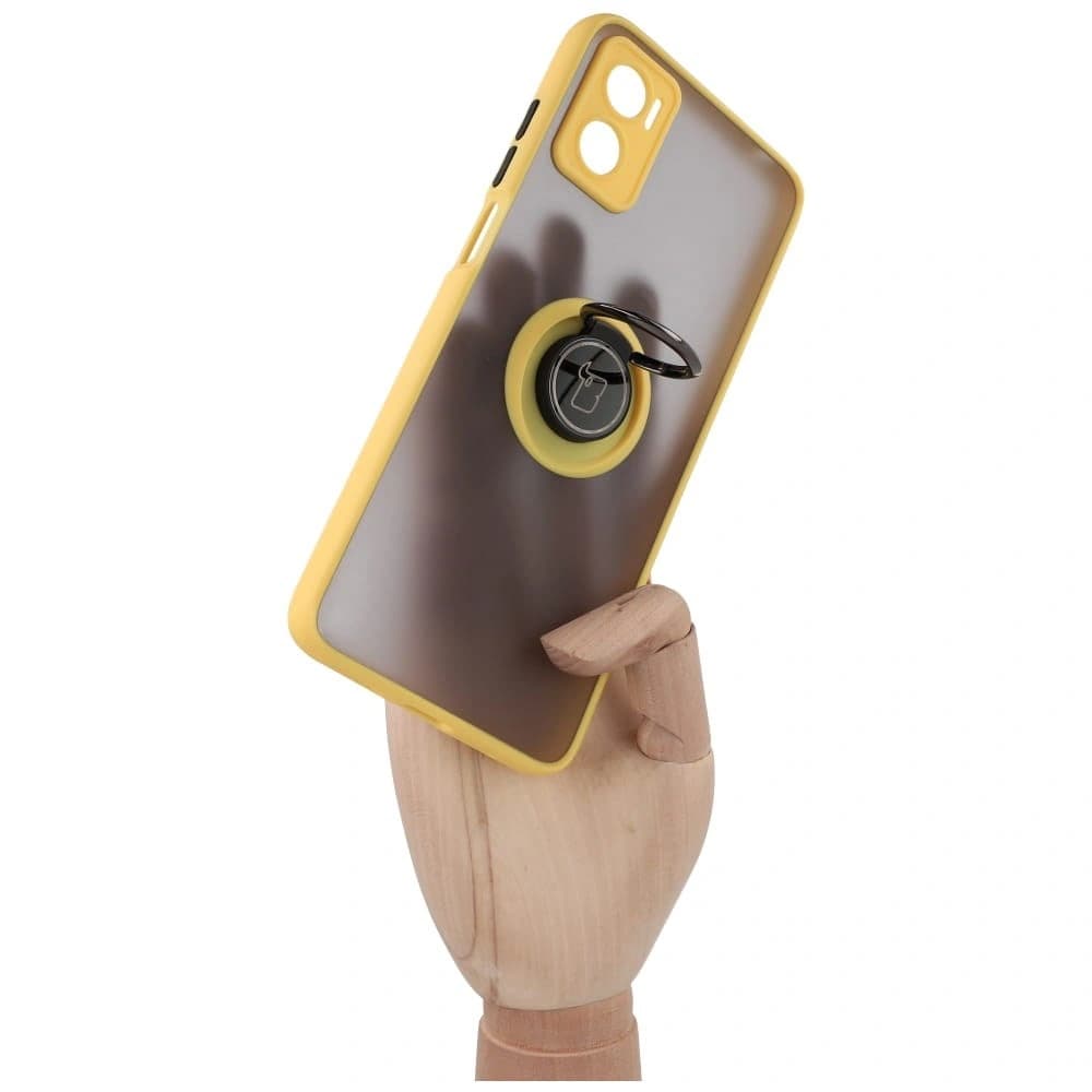Bizon Case Hybrid Ring Motorola Moto E22 / E22i rauchig mit einem gelben Rahmen - 7