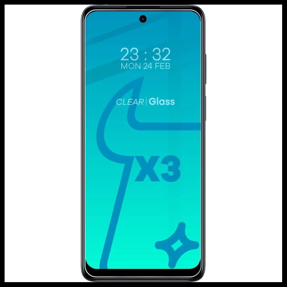 Bizon Glas Klar gehärtetes Glas - 3 Stk. + Linsen Glas Motorola Moto E32 / E32s - 3