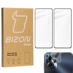 BIZON Edge 2 2x screen glass + camera glass Moto G13/G23 4G