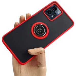 Bizon Case Hybrid Ring Motorola Moto G13 / G23 / G53 5G smoky with a red frame