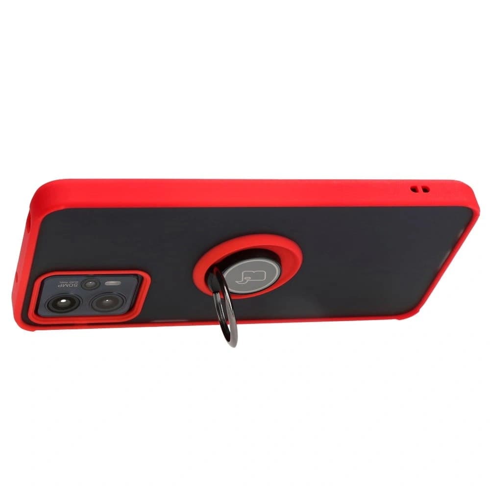 Bizon Case Hybrid Ring Motorola Moto G13 / G23 / G53 5G smoky with a red frame - 5