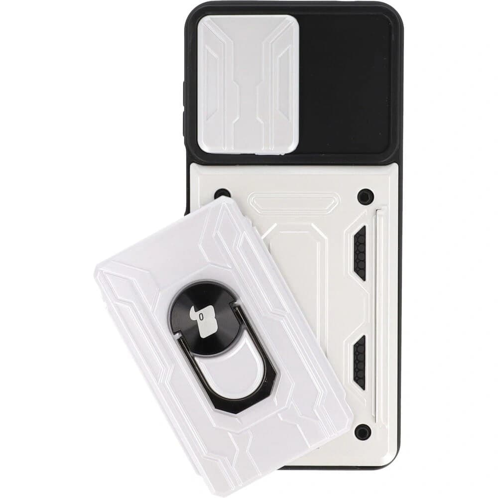 Bizon Case Camshield Card Slot Ring Moto G22 white - 2