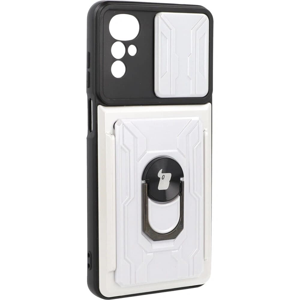 Bizon Case Camshield Card Slot Ring Moto G22 white - 3