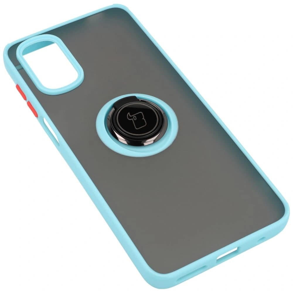 Bizon Case Hybrid Ring Motorola Moto G22 / E32 / E32s rauchig mit einem hellblauen Rahmen - 4