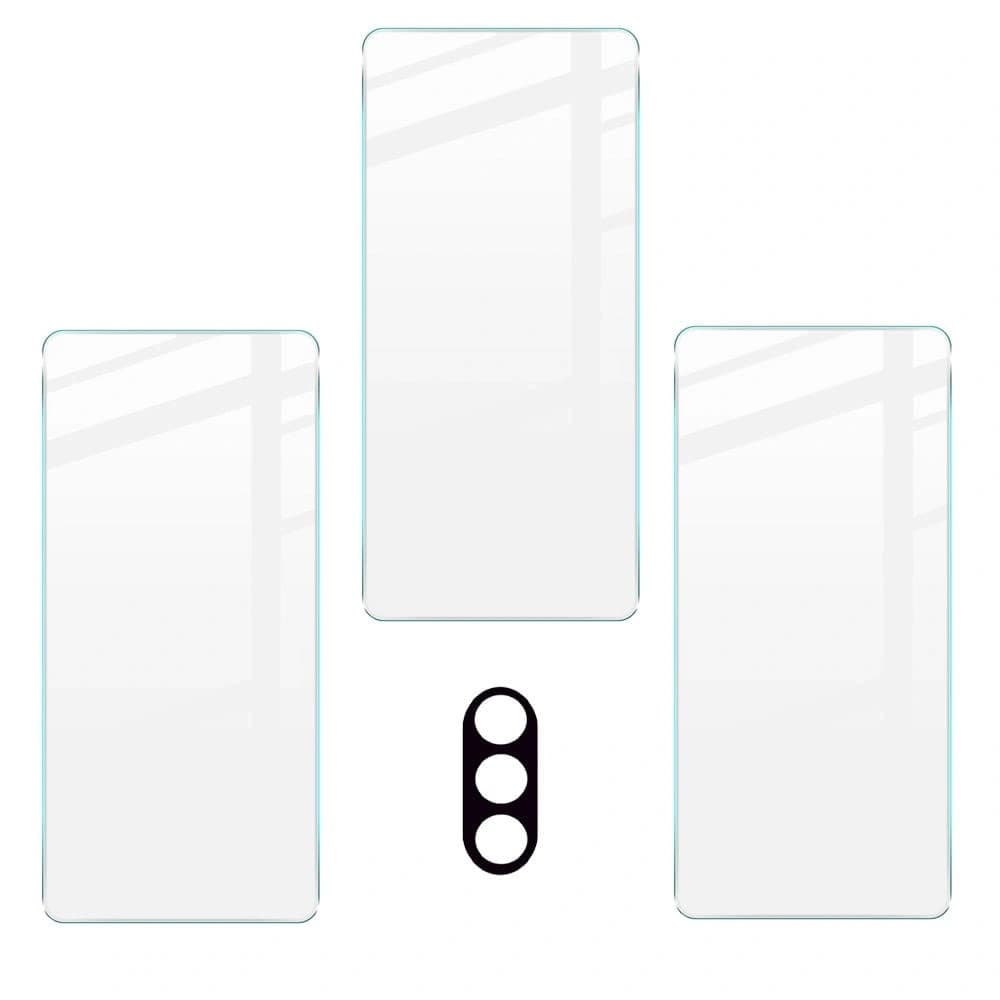Bizon Glas Klares gehärtetes Glas - 3 Stk. + Linsenglas Moto G31 / G41 - 5