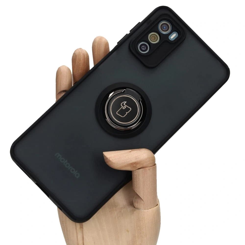 Bizon Case Hybrid Ring Motorola Moto G42 rauchig mit einem schwarzen Rahmen - 1