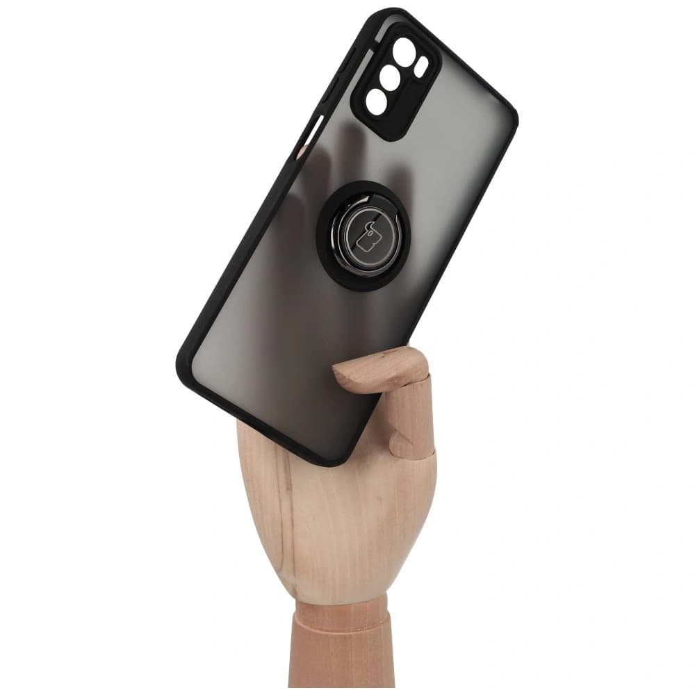 Bizon Case Hybrid Ring Motorola Moto G42 rauchig mit einem schwarzen Rahmen - 3