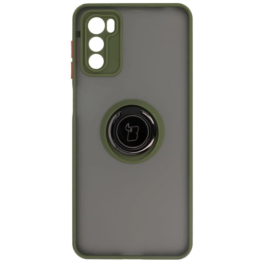 Bizon Case Hybrid Ring Motorola Moto G42 rauchig mit einem grünen Rahmen - 2
