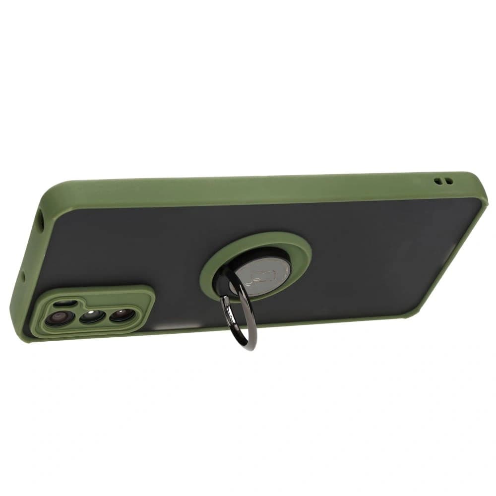 Bizon Case Hybrid Ring Motorola Moto G42 rauchig mit einem grünen Rahmen - 5