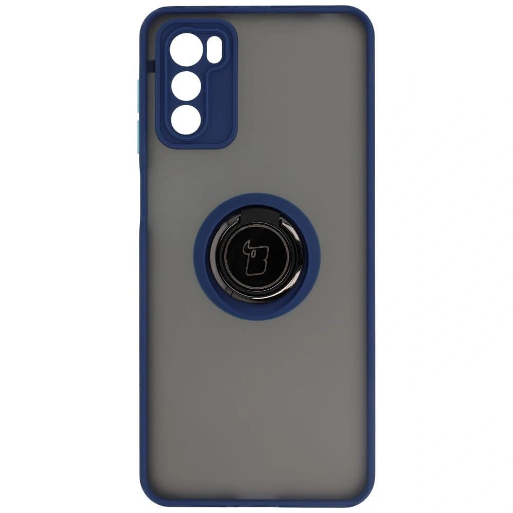 Bizon Case Hybrid Ring Motorola Moto G42 rauchig mit einem marineblauen Rahmen - 2