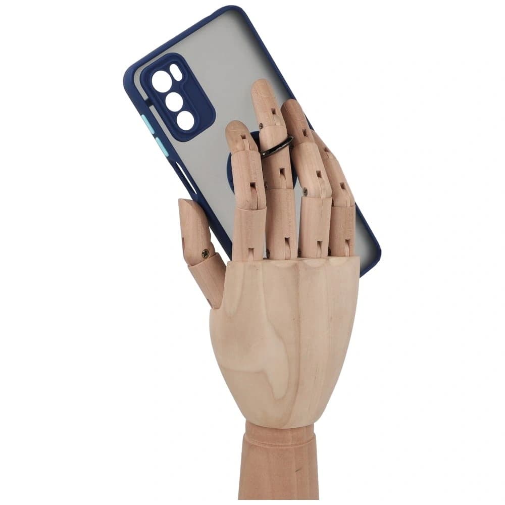 Bizon Case Hybrid Ring Motorola Moto G42 rauchig mit einem marineblauen Rahmen - 8