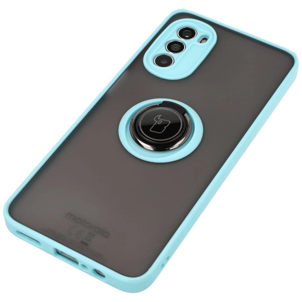 Bizon Case Hybrid Ring Motorola Moto G52 / G82 smoky with a light blue frame - 3