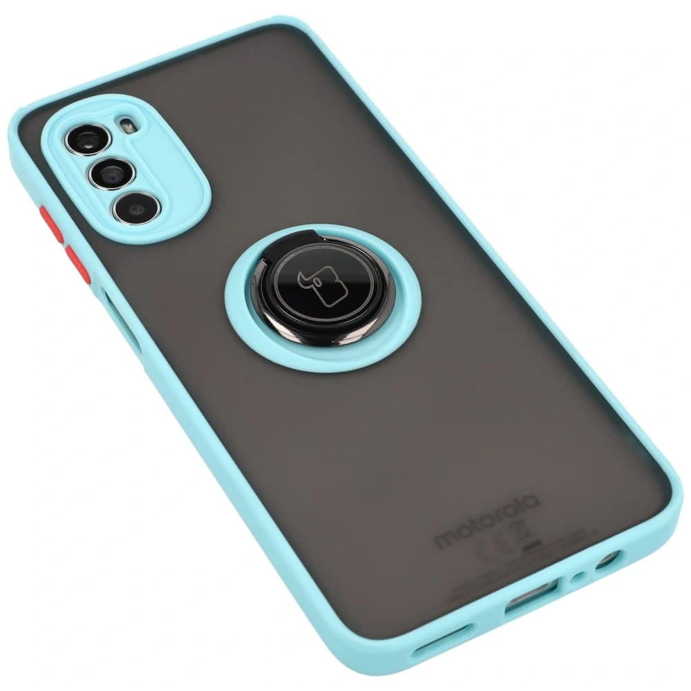 Bizon Case Hybrid Ring Motorola Moto G52 / G82 smoky with a light blue frame - 4