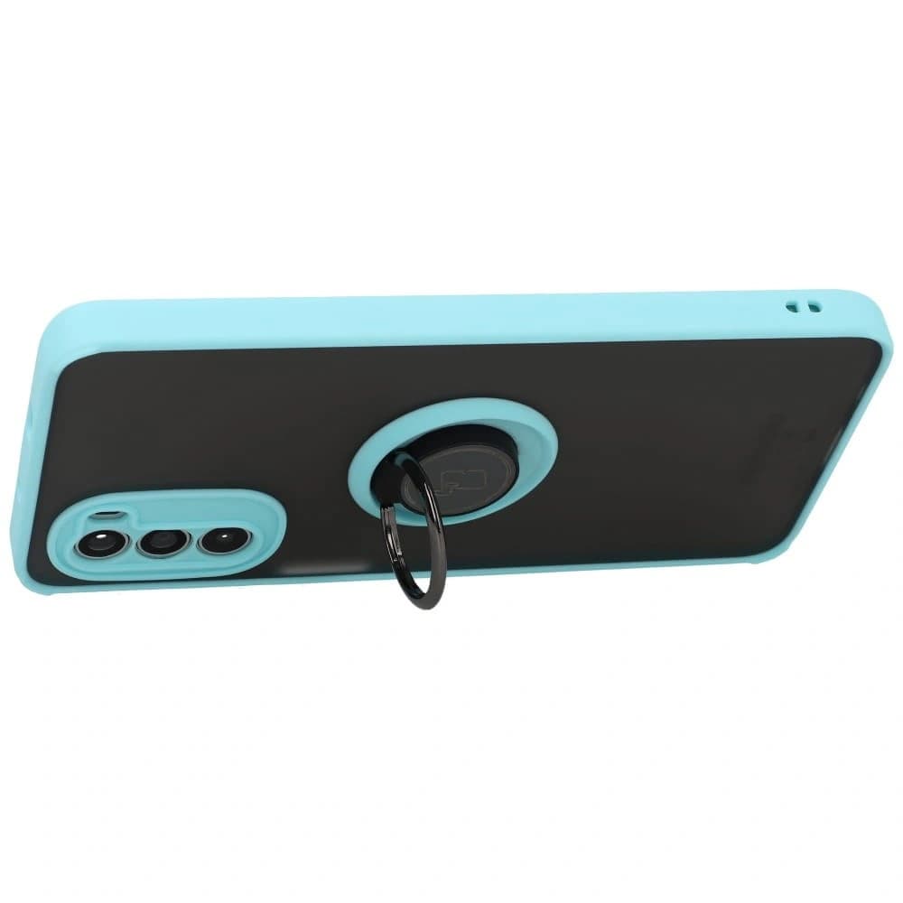 Bizon Case Hybrid Ring Motorola Moto G52 / G82 smoky with a light blue frame - 5