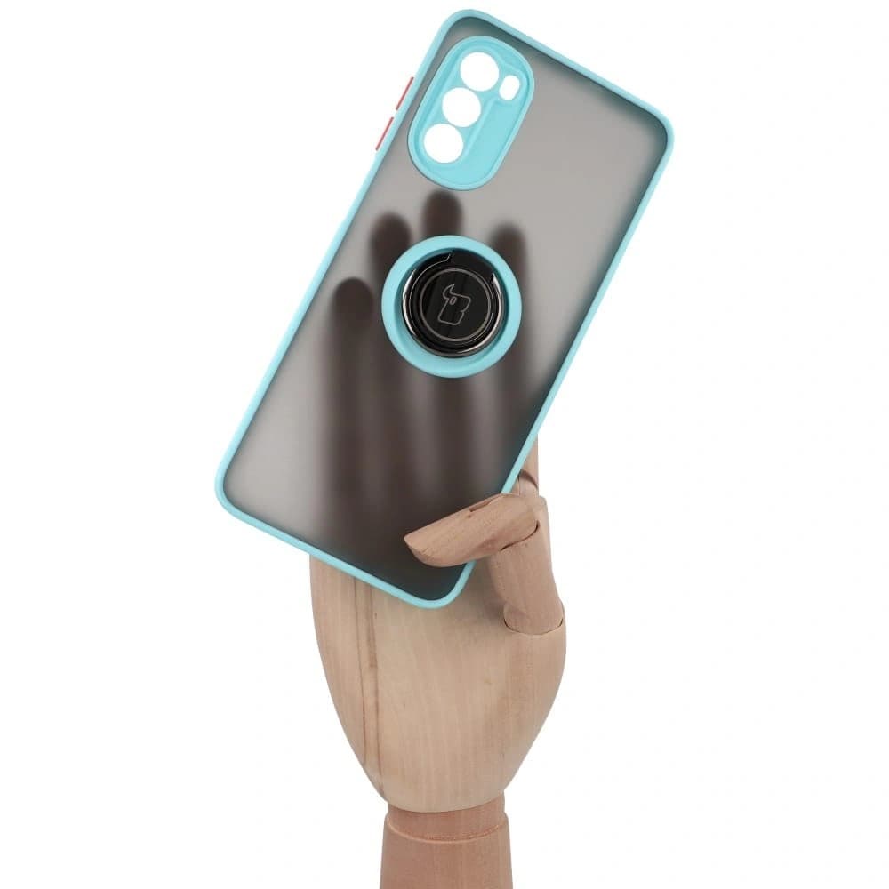 Bizon Case Hybrid Ring Motorola Moto G52 / G82 smoky with a light blue frame - 6