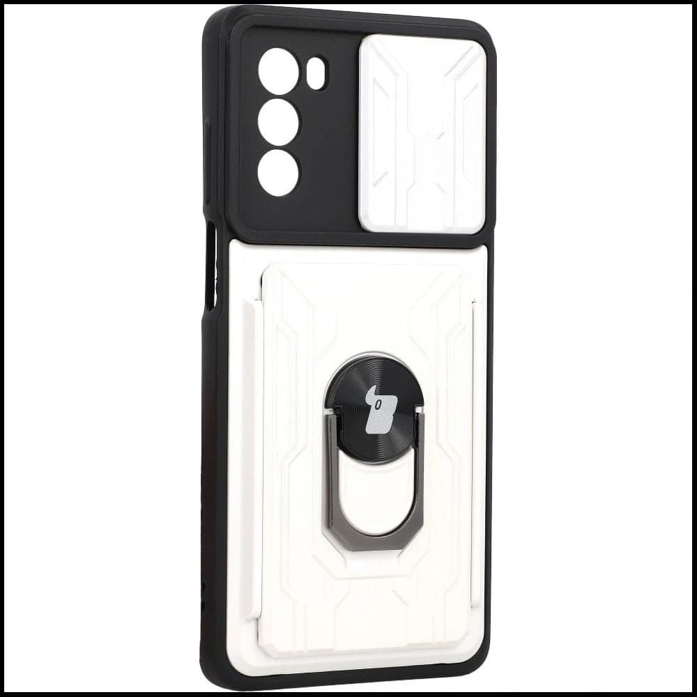 Bizon Case Camshield Card Slot Ring Moto G62 5G white - 2