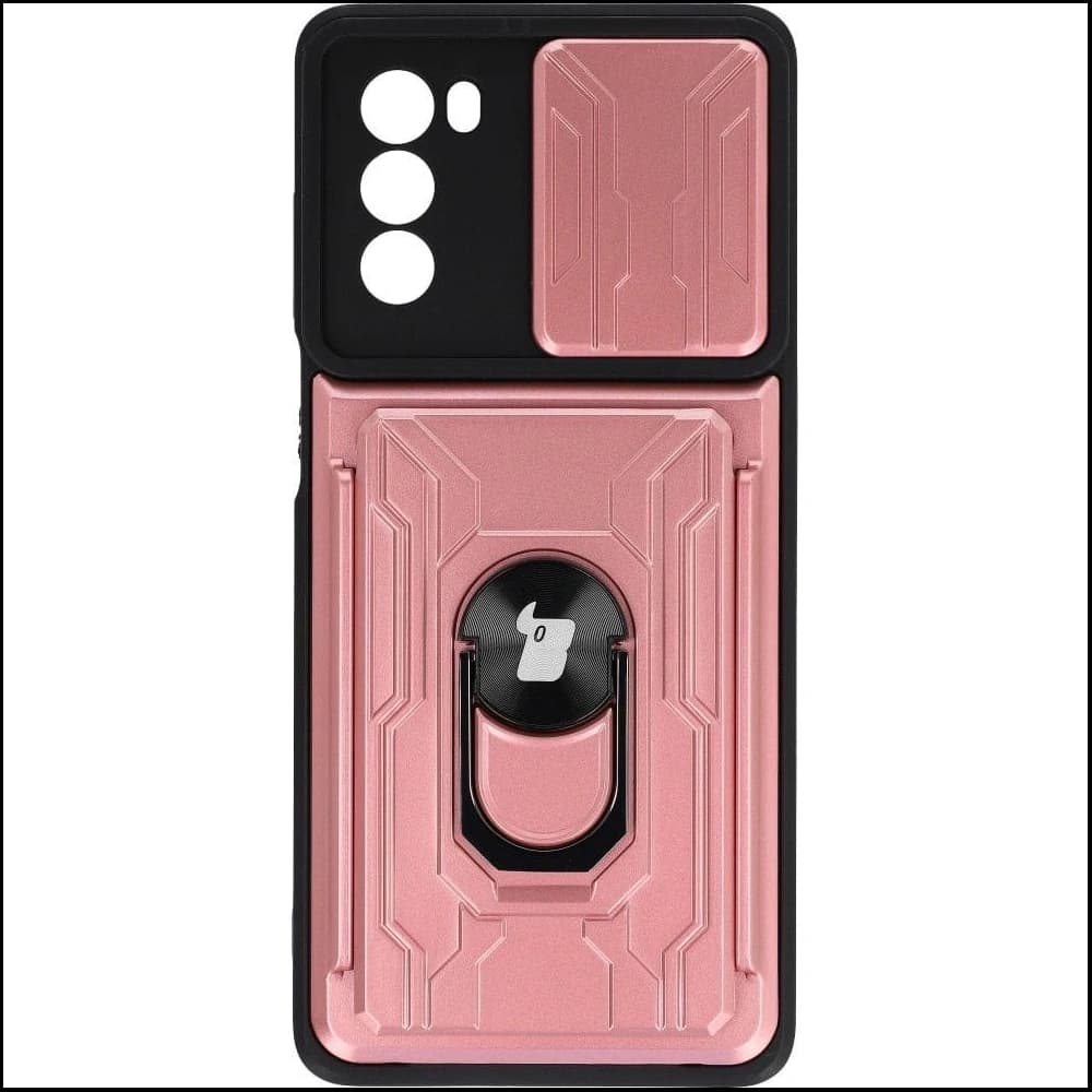 Bizon Case Camshield Kartensteckplatz Ring Moto G62 5G hellrosa - 1