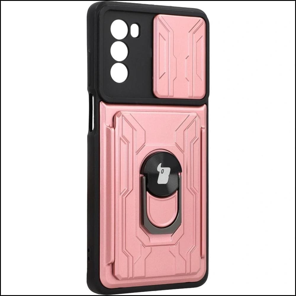 Bizon Case Camshield Kartensteckplatz Ring Moto G62 5G hellrosa - 2
