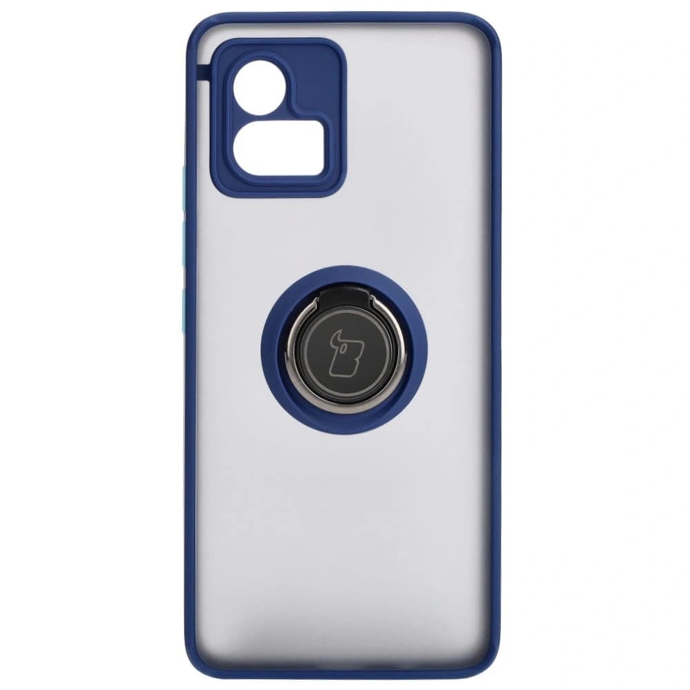 Bizon Case Hybrid Ring Motorola Moto G72 rauchig mit einem marineblauen Rahmen - 2