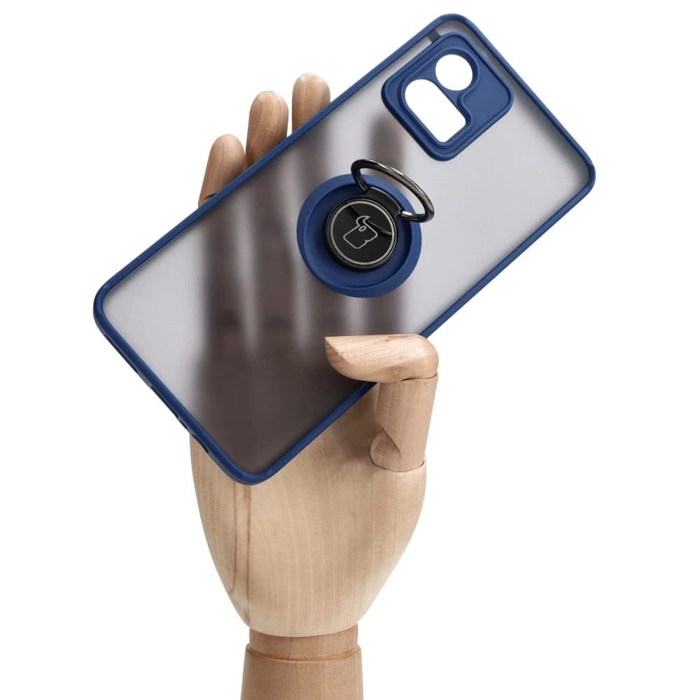 Bizon Case Hybrid Ring Motorola Moto G72 rauchig mit einem marineblauen Rahmen - 7