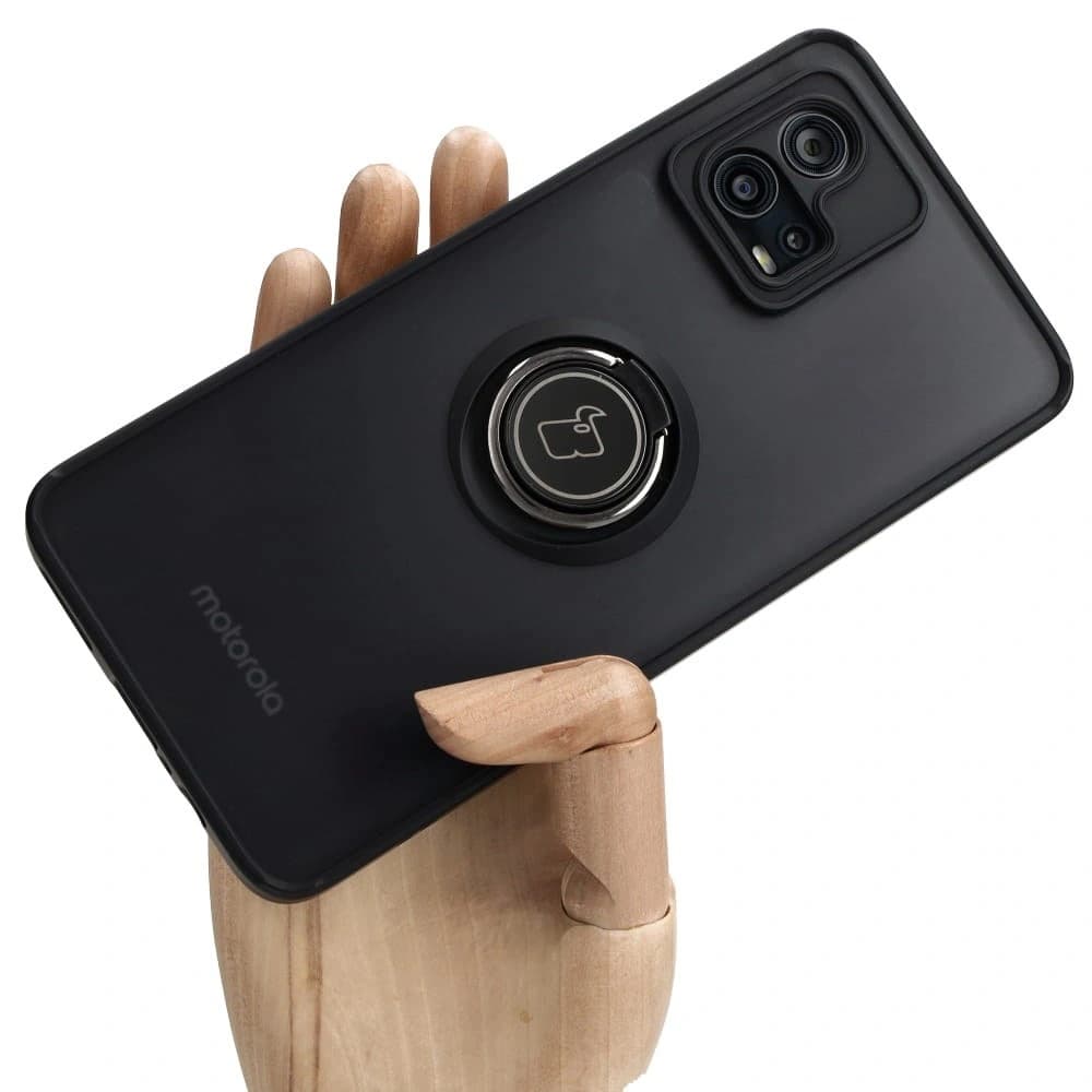 Bizon Case Hybrid Ring Motorola Moto G72 smoky with a black frame - 1