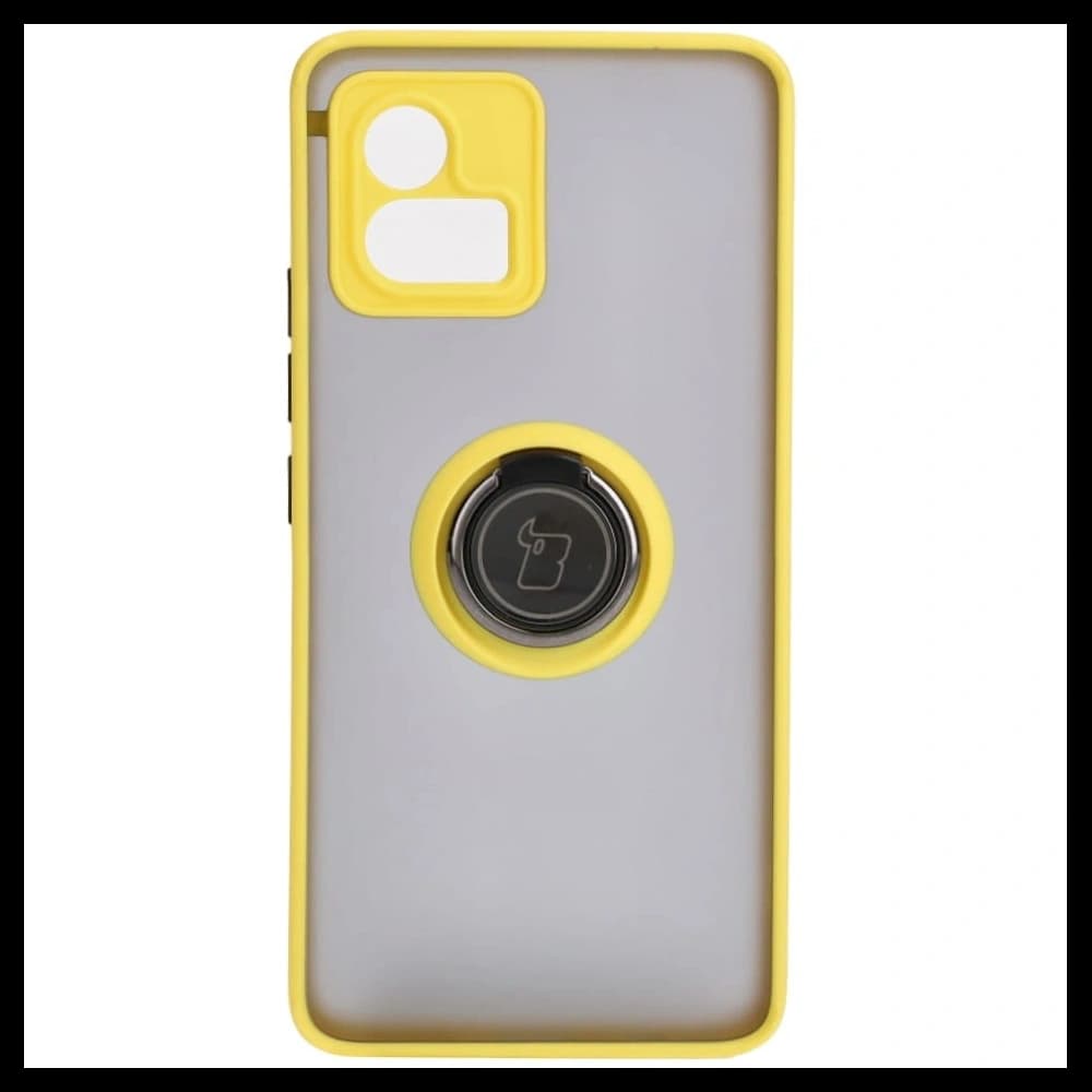 Bizon Case Hybrid Ring Motorola Moto G72 rauchig mit einem gelben Rahmen - 2