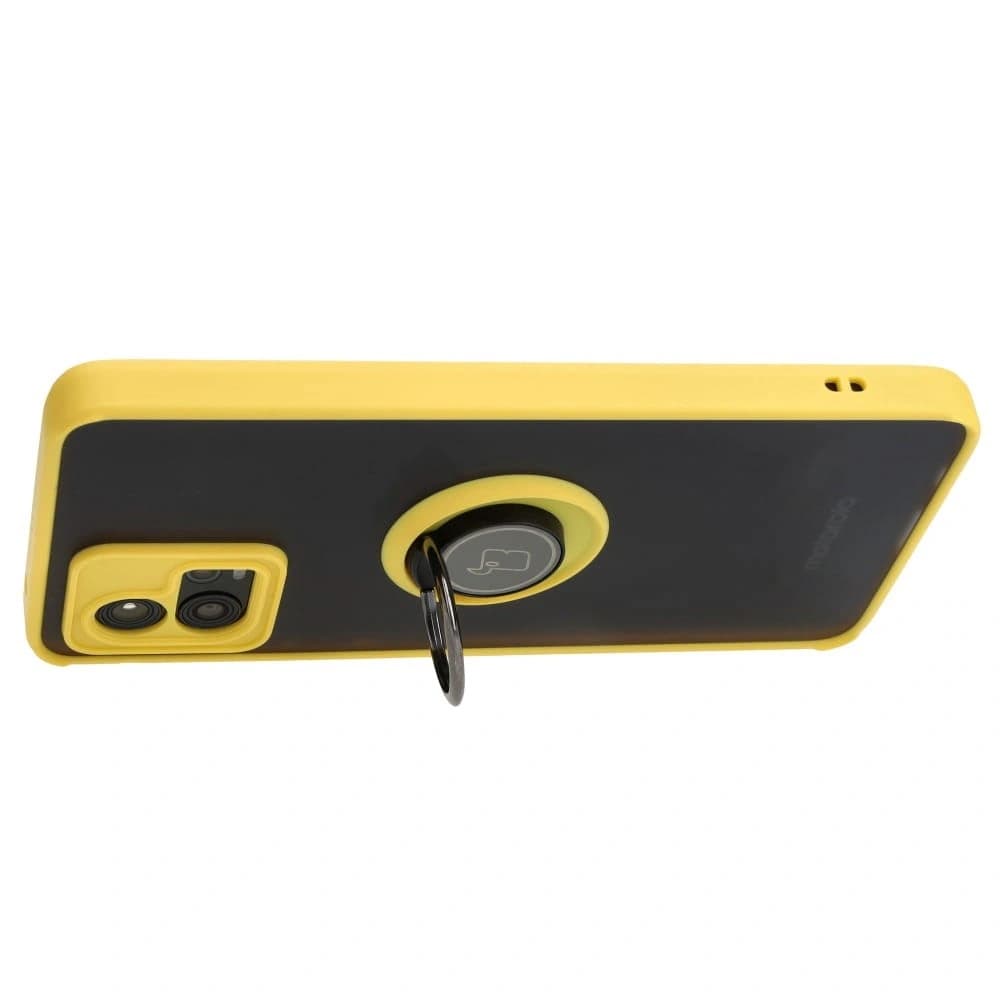 Bizon Case Hybrid Ring Motorola Moto G72 rauchig mit einem gelben Rahmen - 5