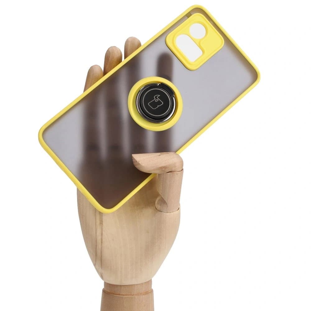 Bizon Case Hybrid Ring Motorola Moto G72 rauchig mit einem gelben Rahmen - 6