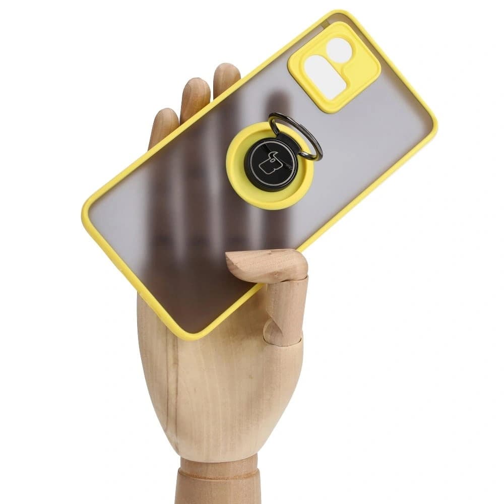 Bizon Case Hybrid Ring Motorola Moto G72 rauchig mit einem gelben Rahmen - 7
