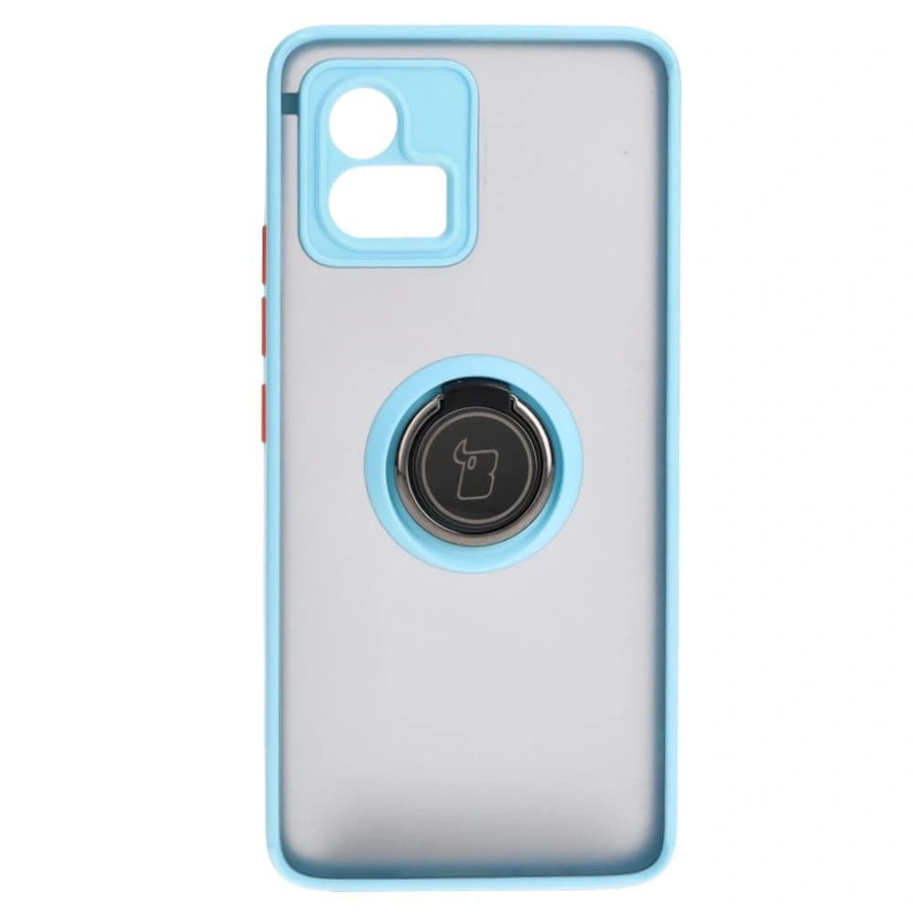 Bizon Case Hybrid Ring Motorola Moto G72 rauchig mit einem hellblauen Rahmen - 2