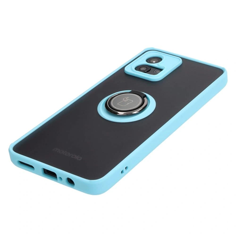 Bizon Case Hybrid Ring Motorola Moto G72 rauchig mit einem hellblauen Rahmen - 3