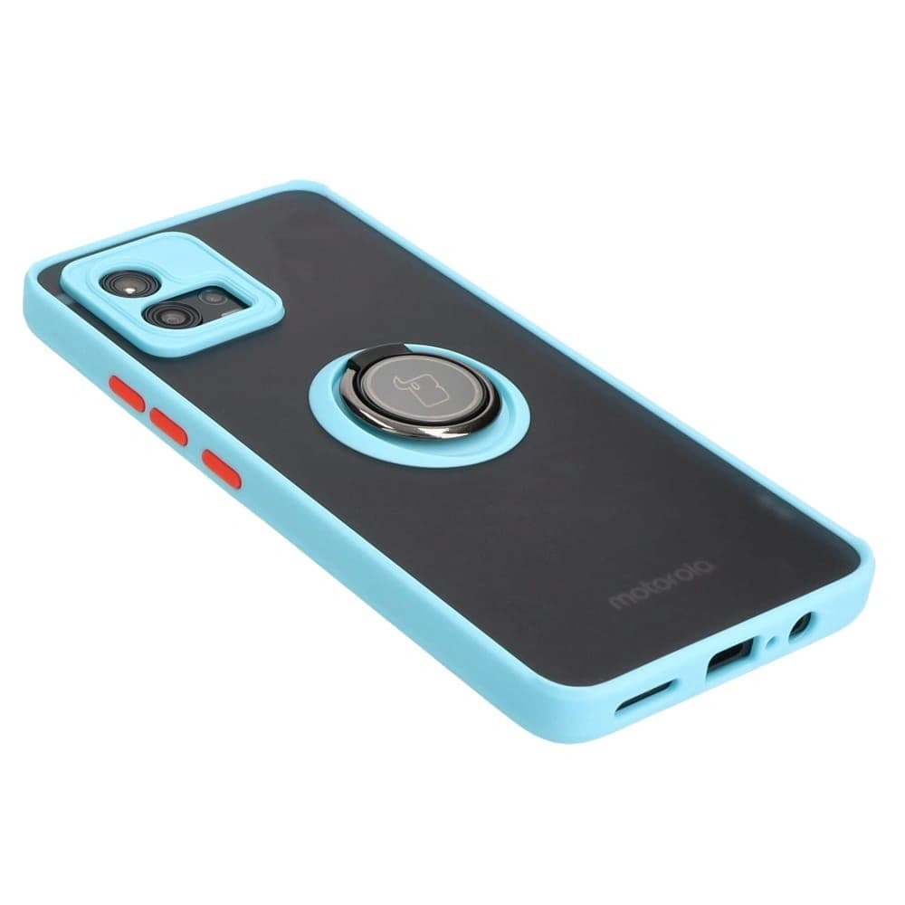 Bizon Case Hybrid Ring Motorola Moto G72 rauchig mit einem hellblauen Rahmen - 4