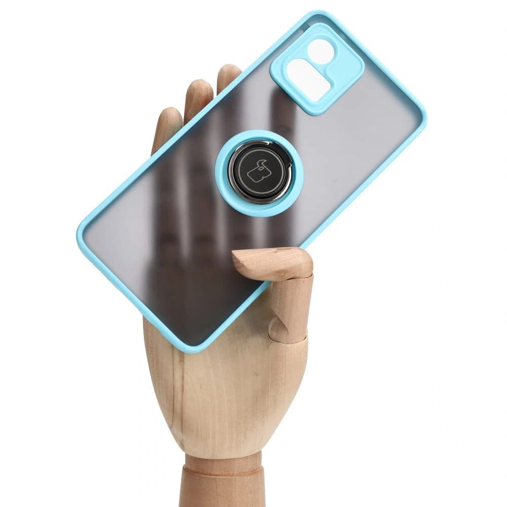 Bizon Case Hybrid Ring Motorola Moto G72 rauchig mit einem hellblauen Rahmen - 6