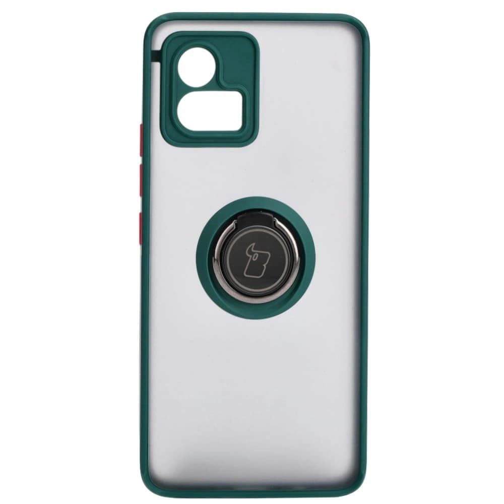 Bizon Case Hybrid Ring Motorola Moto G72 rauchig mit einem dunkelgrünen Rahmen - 2