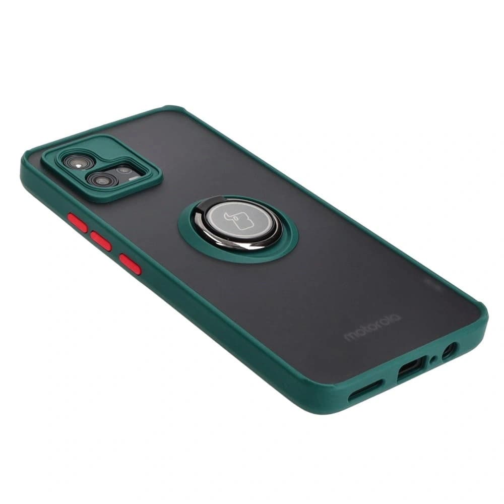 Bizon Case Hybrid Ring Motorola Moto G72 rauchig mit einem dunkelgrünen Rahmen - 4