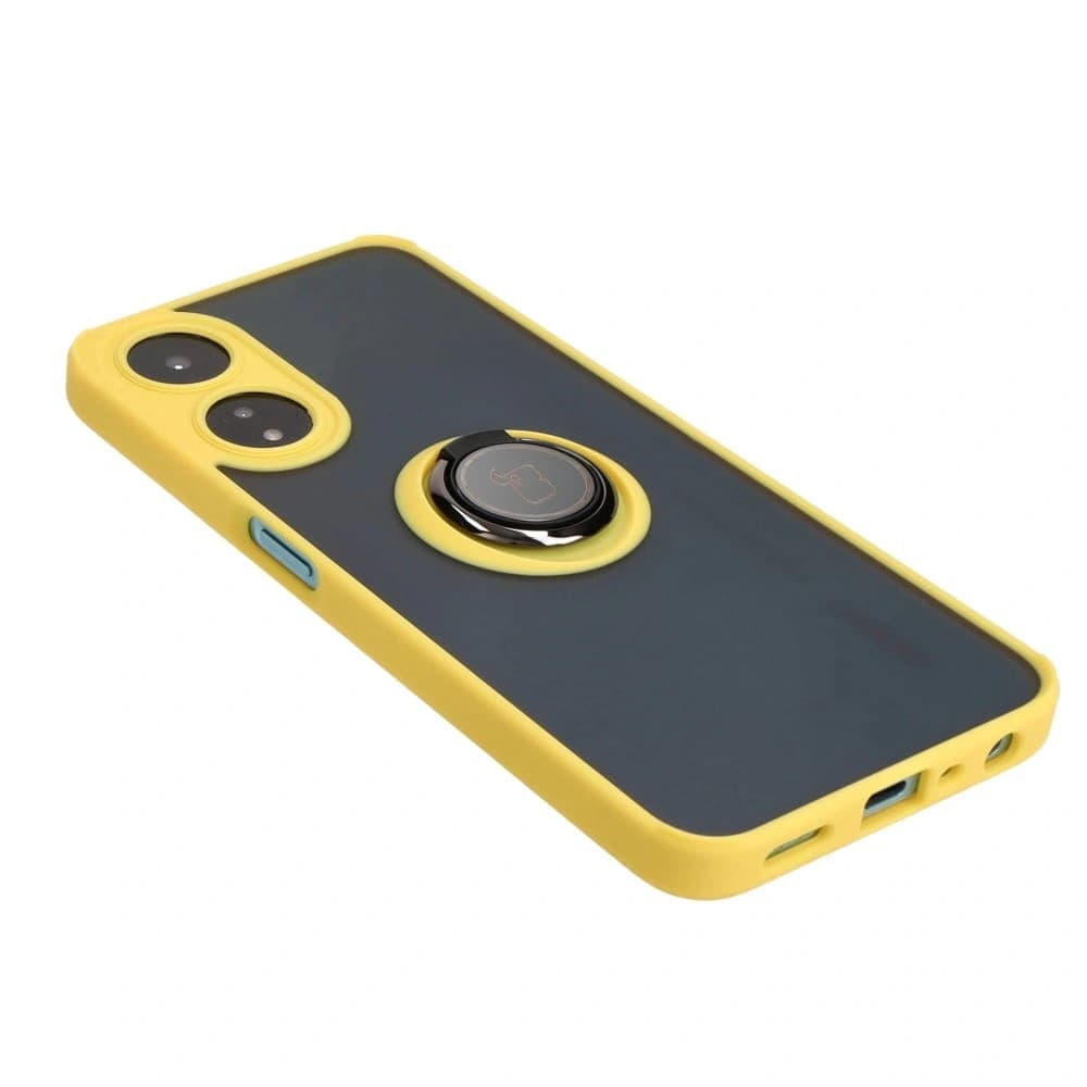 Bizon Case Hybrid Ring Oppo A78 5G smoky with a yellow frame - 4