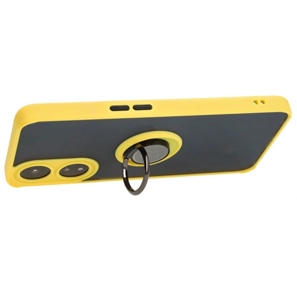Bizon Case Hybrid Ring Oppo A78 5G smoky with a yellow frame - 5