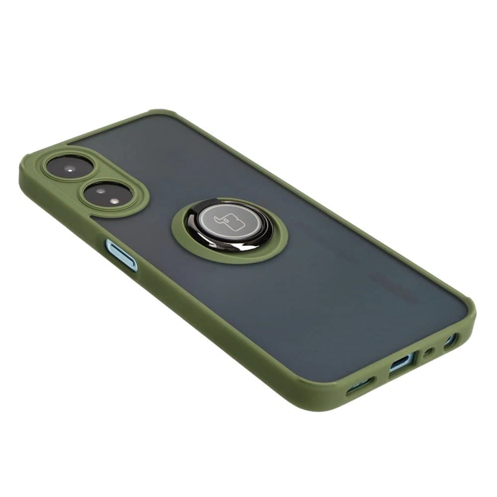 Bizon Case Hybrid Ring Oppo A78 5G smoky with a green frame - 4