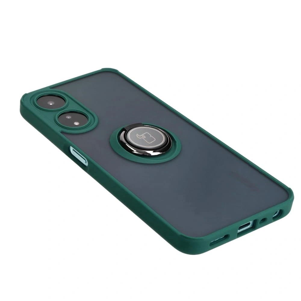 Bizon Case Hybrid Ring Oppo A78 5G rauchig mit einem dunkelgrünen Rahmen - 4