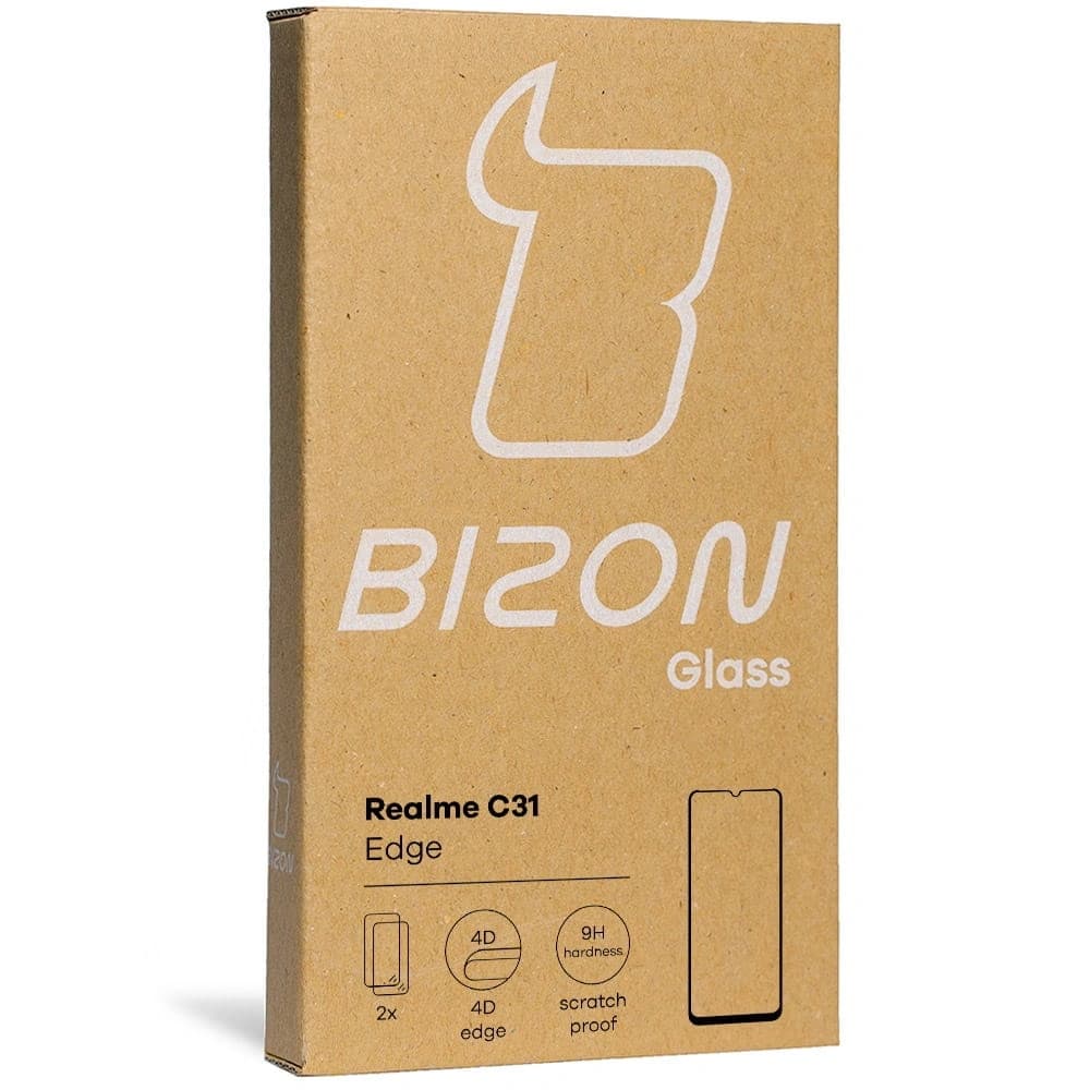 Bizon Glass Edge gehärtetes Glas - [2 PACK] + Linsenschutz Realme C31 schwarz - 12